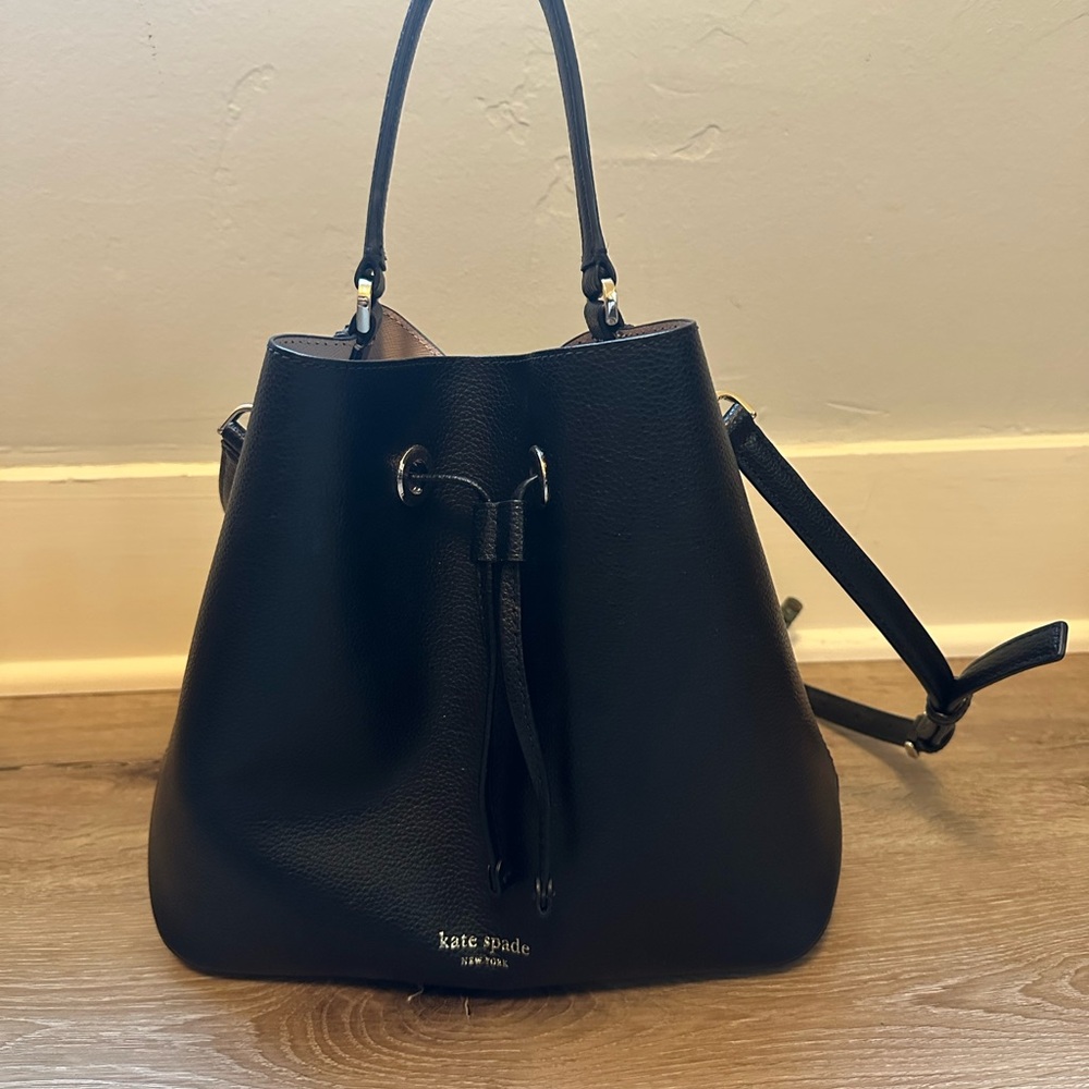 Kate Spade Black Leather Bucket Bag